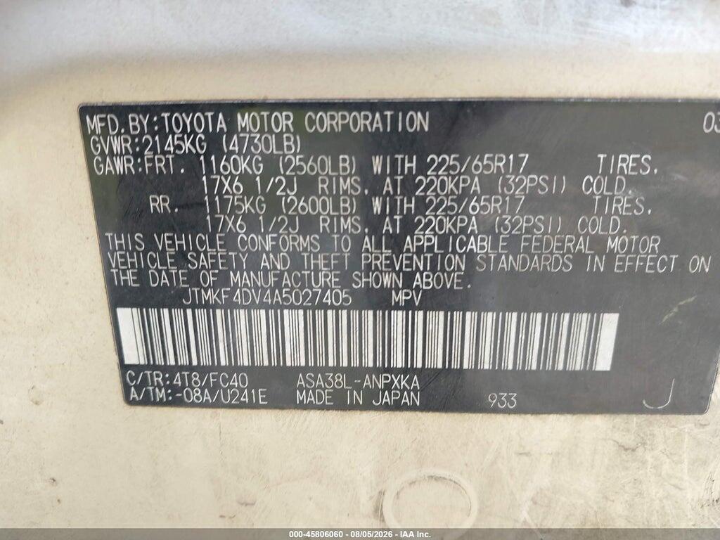 JTMKF4DV4A5027405 2010 TOYOTA RAV4 photo no. 9