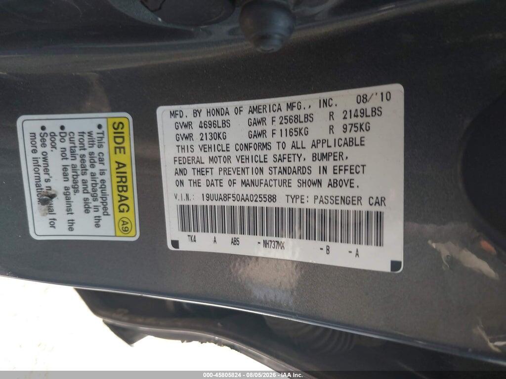 19UUA8F50AA025588 2010 ACURA TL photo no. 9