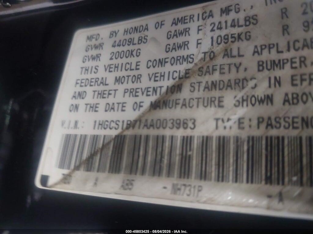 1HGCS1B71AA003963 2010 HONDA ACCORD photo no. 9