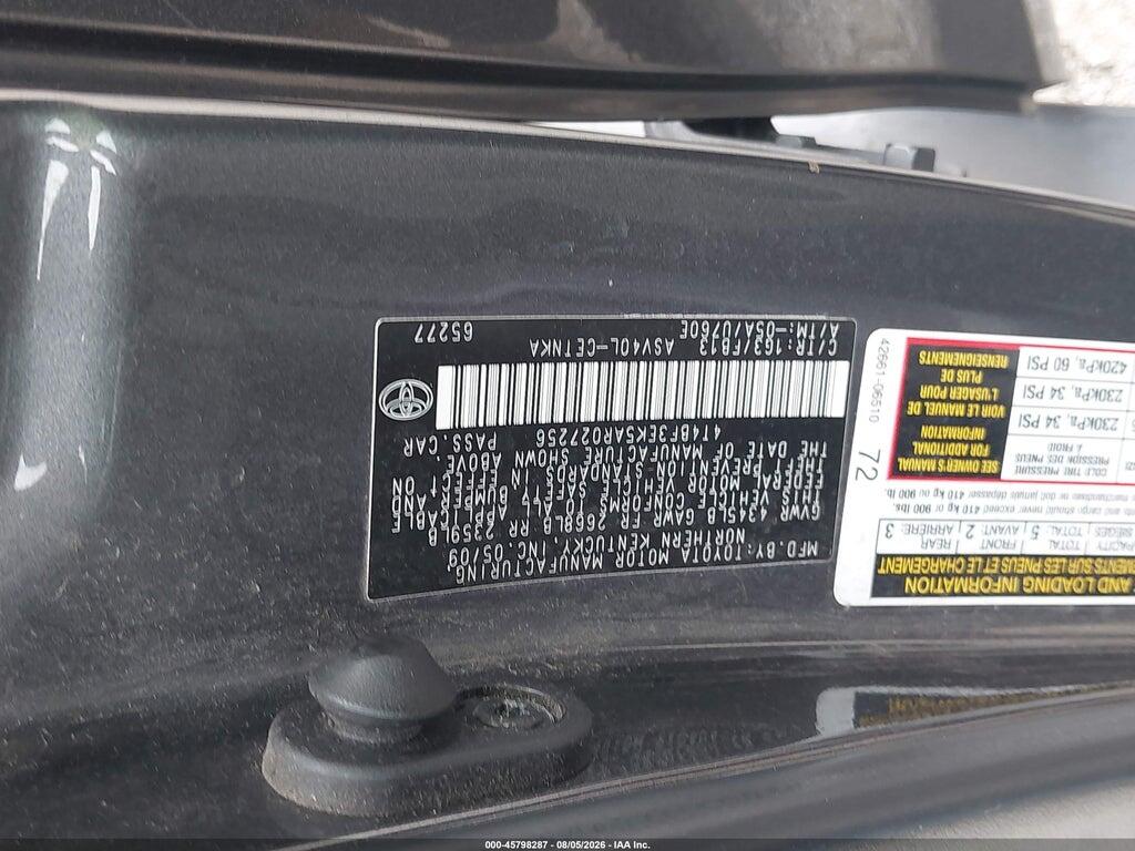4T4BF3EK5AR027256 2010 TOYOTA CAMRY photo no. 9