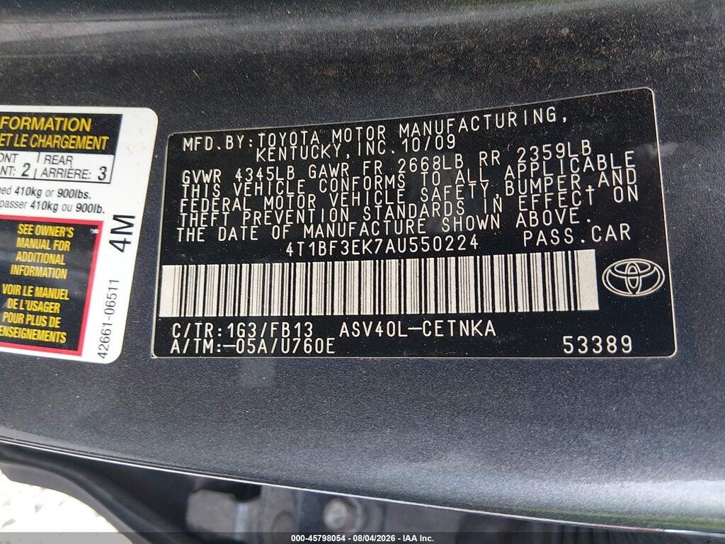 4T1BF3EK7AU550224 2010 TOYOTA CAMRY photo no. 9