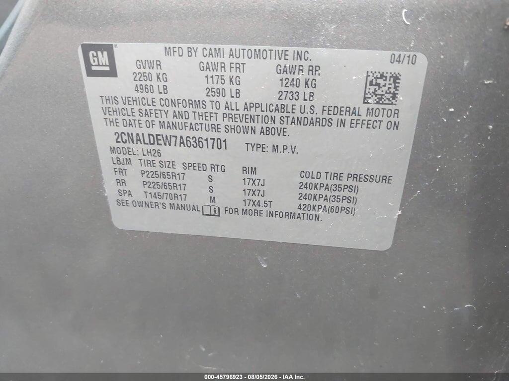 2CNALDEW7A6361701 2010 CHEVROLET EQUINOX photo no. 9