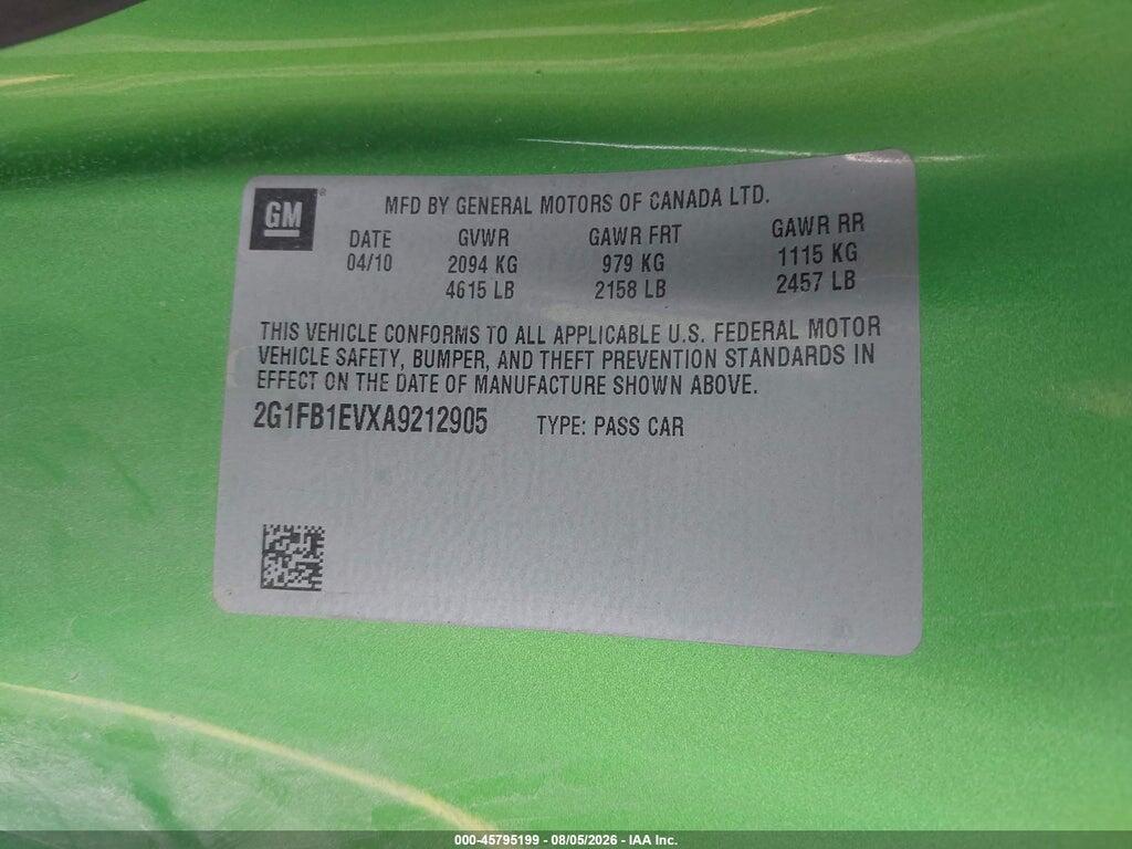 2G1FB1EVXA9212905 2010 CHEVROLET CAMARO photo no. 9