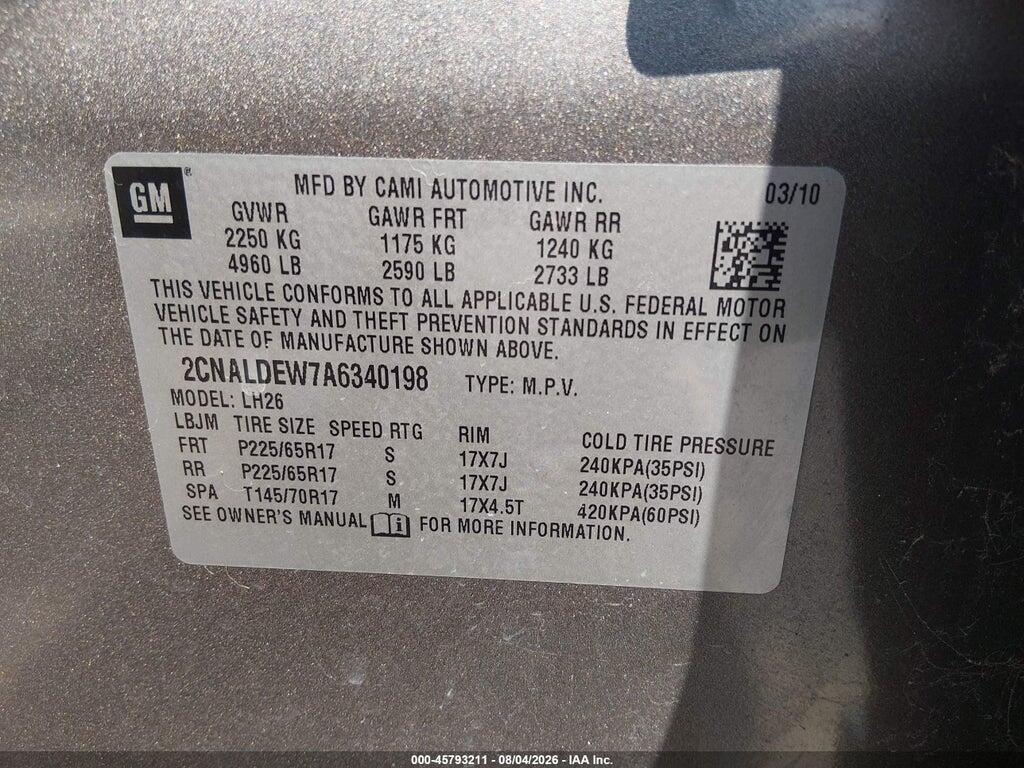2CNALDEW7A6340198 2010 CHEVROLET EQUINOX photo no. 9