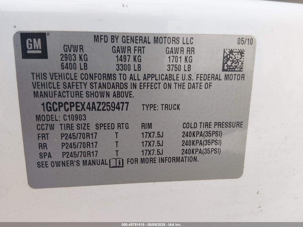 1GCPCPEX4AZ259477 2010 CHEVROLET SILVERADO 1500 photo no. 9