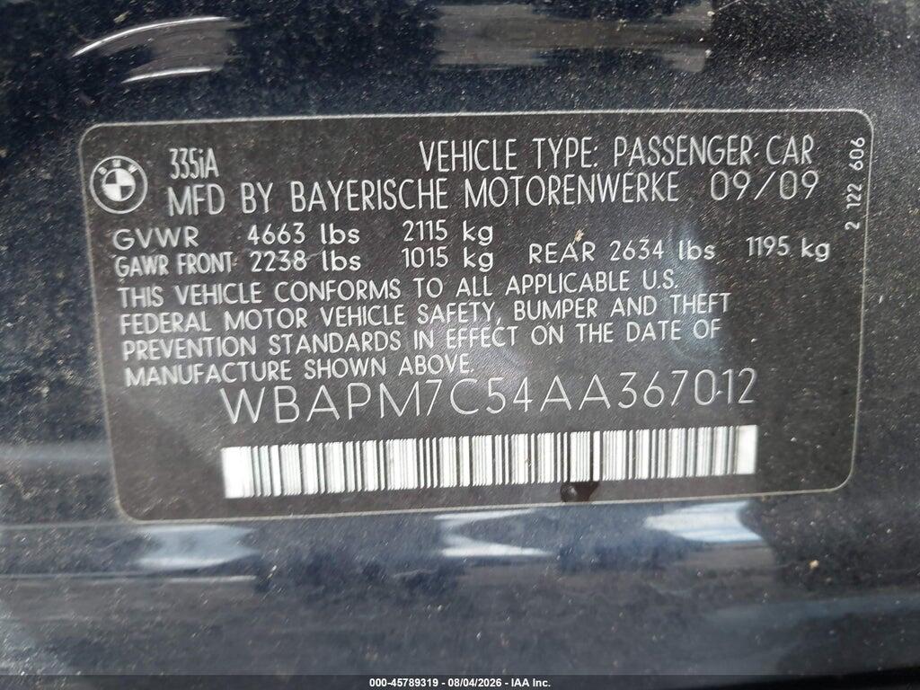 WBAPM7C54AA367012 2010 BMW 335I photo no. 9