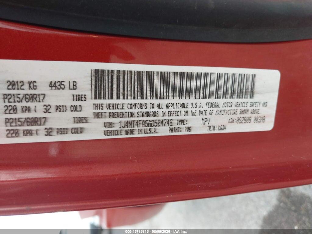 1J4NT4FA5AD504746 2010 JEEP COMPASS photo no. 9