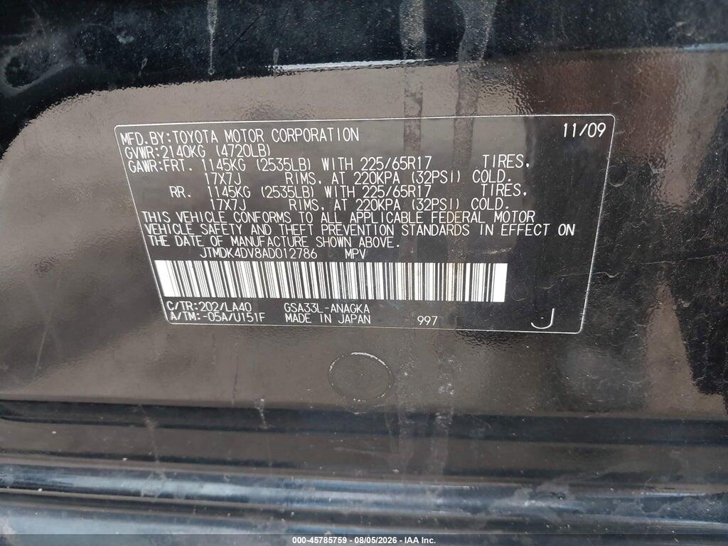 JTMDK4DV8AD012786 2010 TOYOTA RAV4 photo no. 9