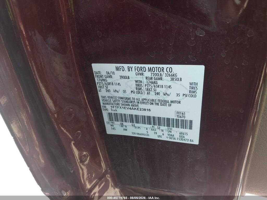 1FTFX1EV4AKE23816 2010 FORD F-150 photo no. 9