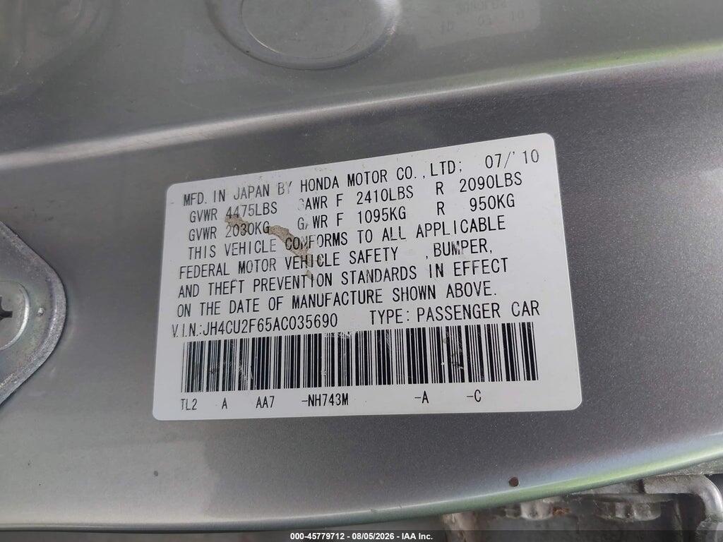 JH4CU2F65AC035690 2010 ACURA TSX photo no. 9