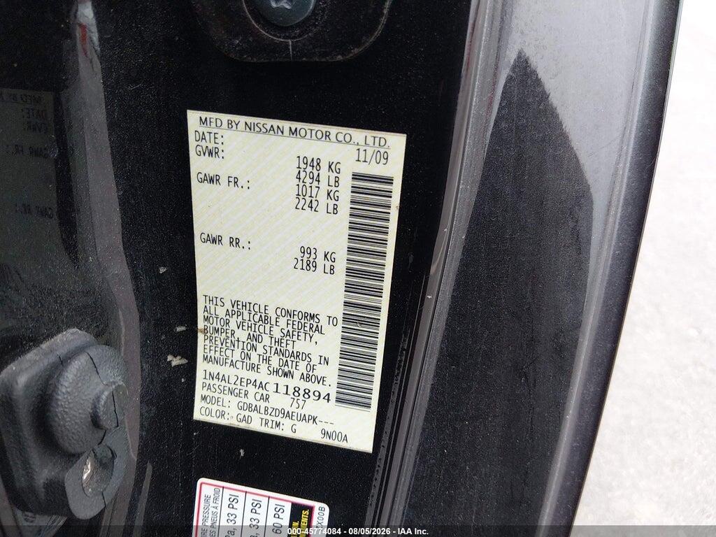 1N4AL2EP4AC118894 2010 NISSAN ALTIMA photo no. 9