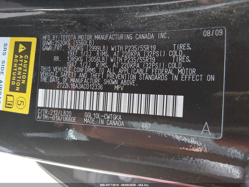 2T2ZK1BA3AC012336 2010 LEXUS RX 350 photo no. 9