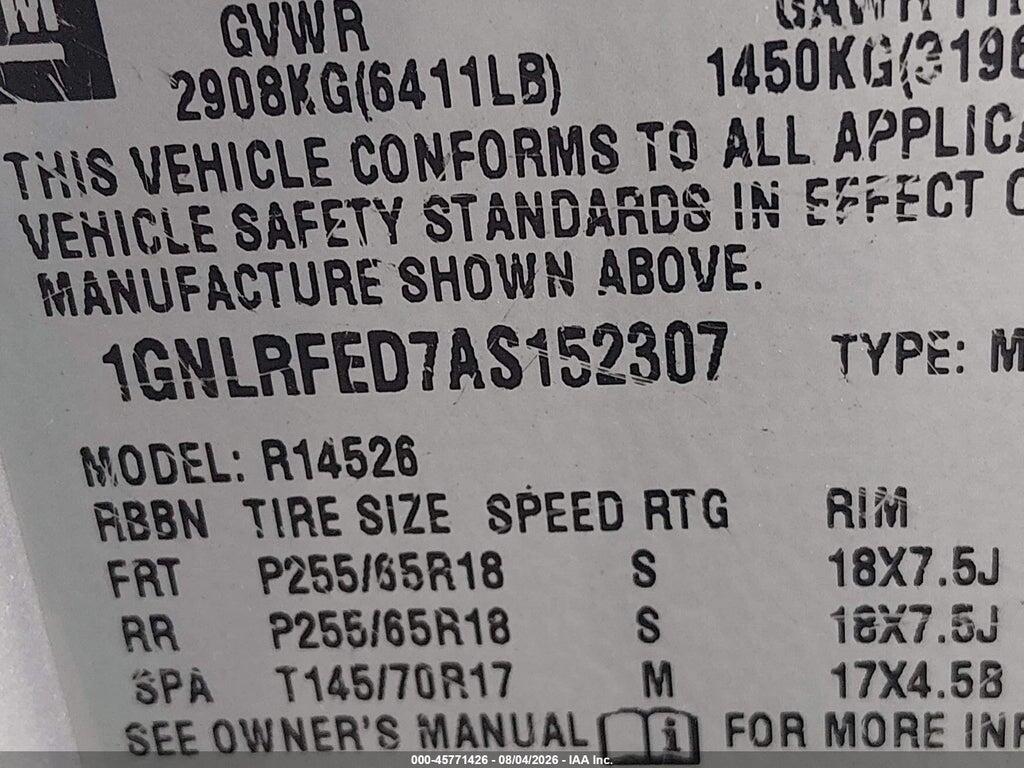 1GNLRFED7AS152307 2010 CHEVROLET TRAVERSE photo no. 9