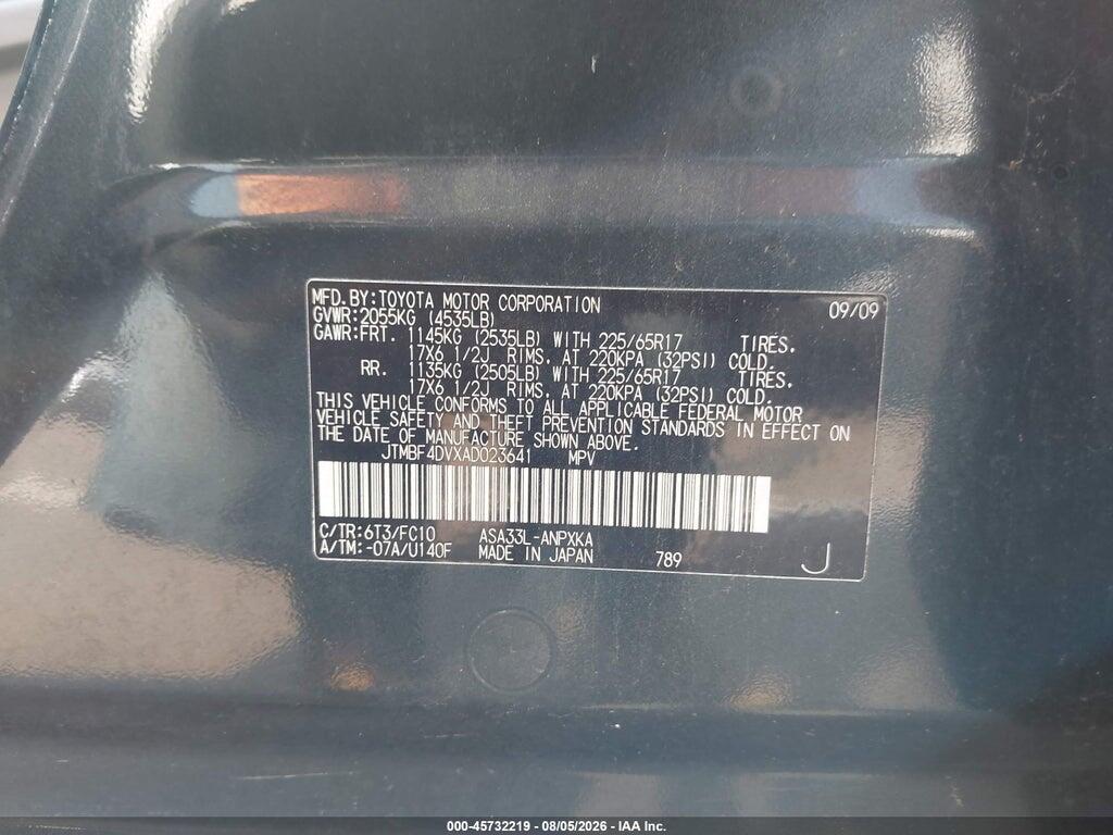 JTMBF4DVXAD023641 2010 TOYOTA RAV4 photo no. 9