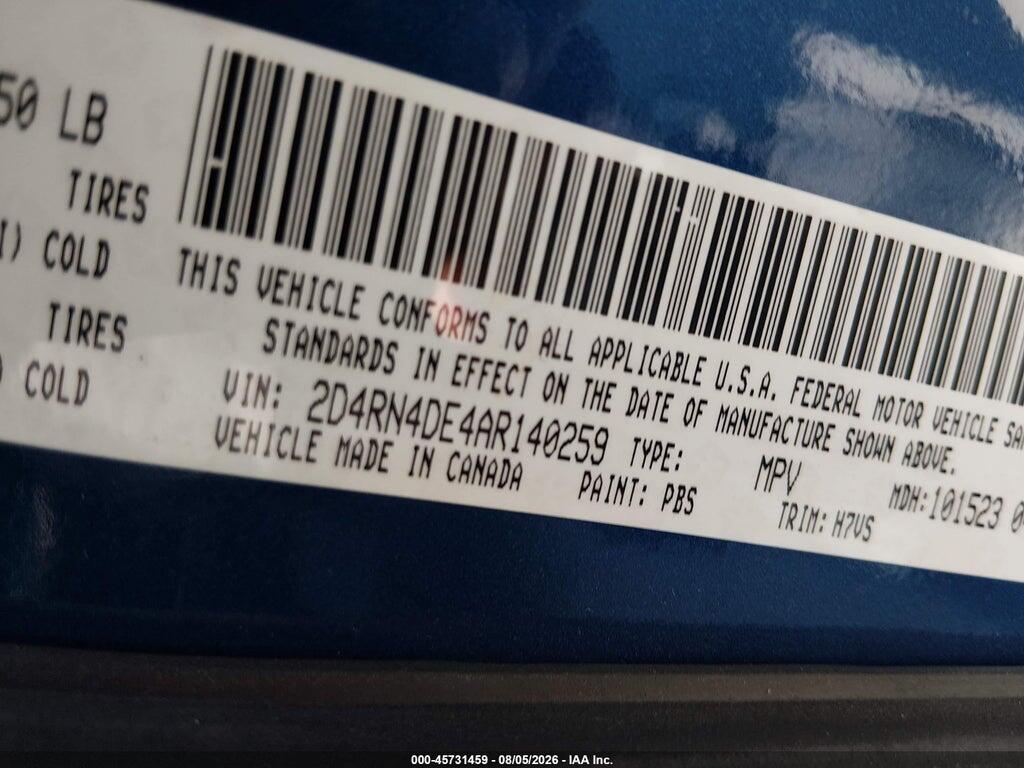 2D4RN4DE4AR140259 2010 DODGE GRAND CARAVAN photo no. 9