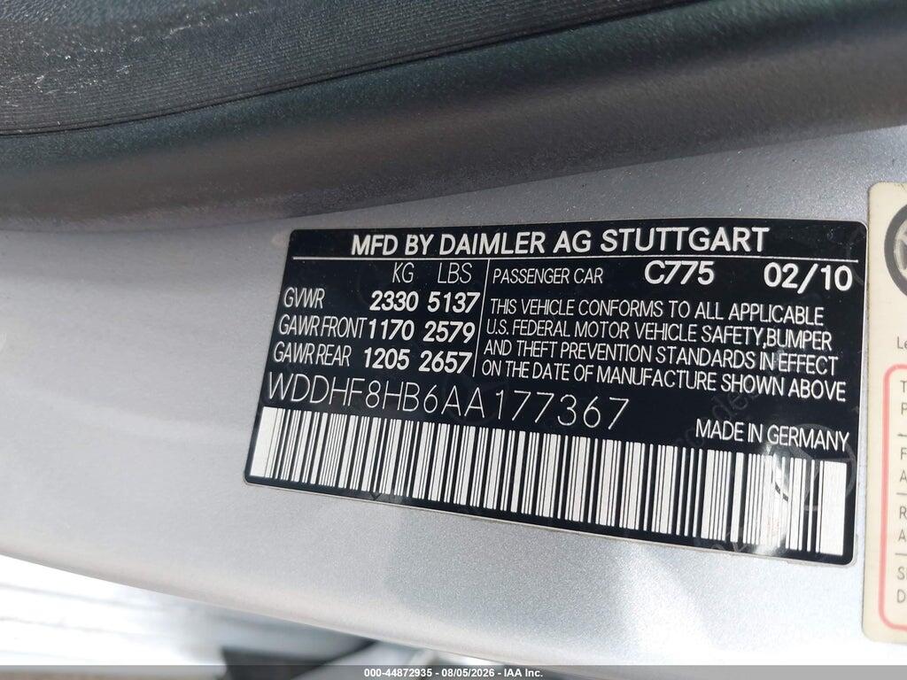 WDDHF8HB6AA177367 2010 MERCEDES-BENZ E 350 photo no. 9