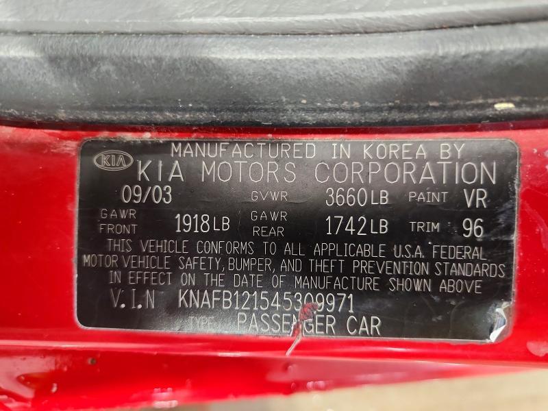 KNAFB121545309971 2004 KIA SPECTRA photo no. 12