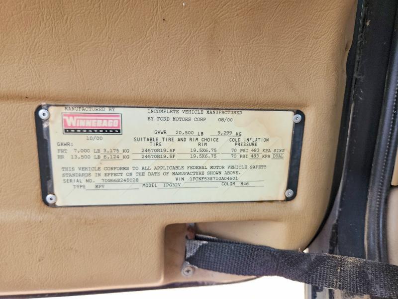 1FCNF53S710A04501 2001 ITASCO SUNCRUISER photo no. 10