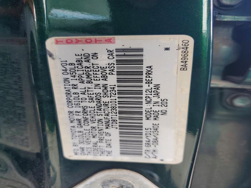 JTDBT123810172341 2001 TOYOTA ECHO photo no. 12