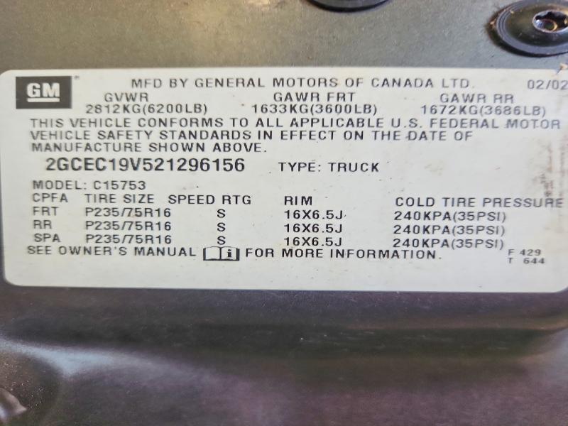 2GCEC19V521296156 2002 CHEVROLET SILVERADO photo no. 12