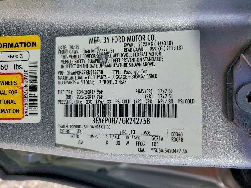 2016 FORD FUSION SE — Фото 12 из 12