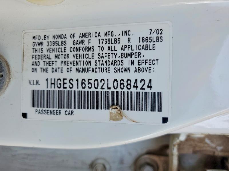 1HGES16502L068424 2002 HONDA CIVIC photo no. 12