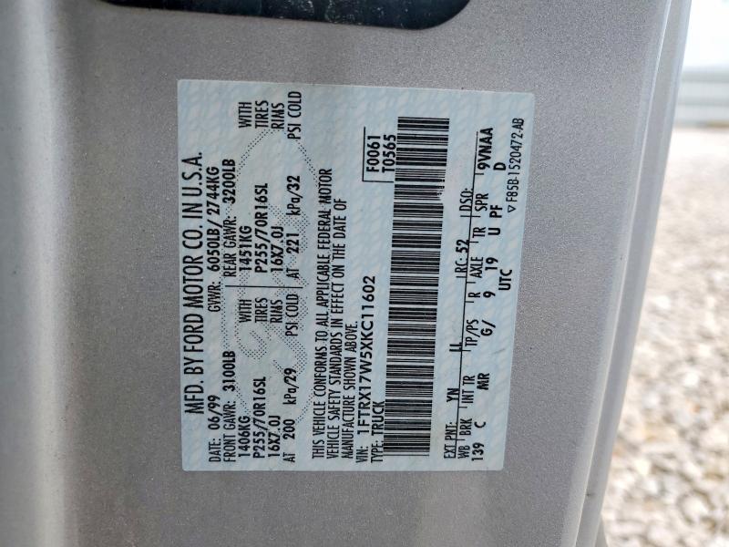 1FTRX17W5XKC11602 1999 FORD F150 photo no. 12