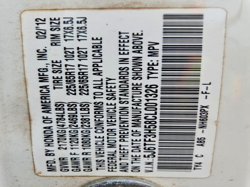 5J6TF3H58CL001326 2012 HONDA CROSSTOUR photo no. 12