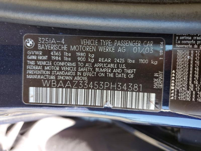 WBAAZ33453PH34381 2003 BMW 325 photo no. 12