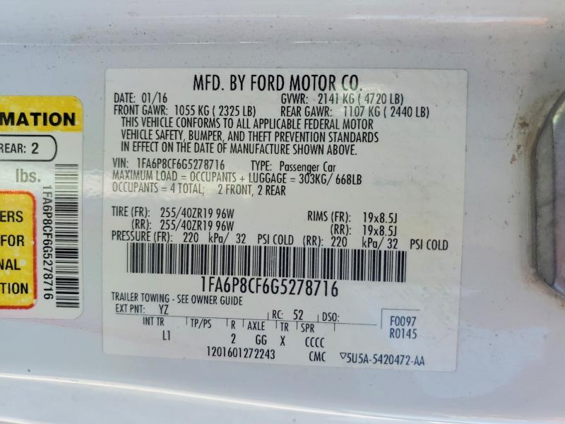 1FA6P8CF6G5278716 2016 FORD MUSTANG photo no. 12