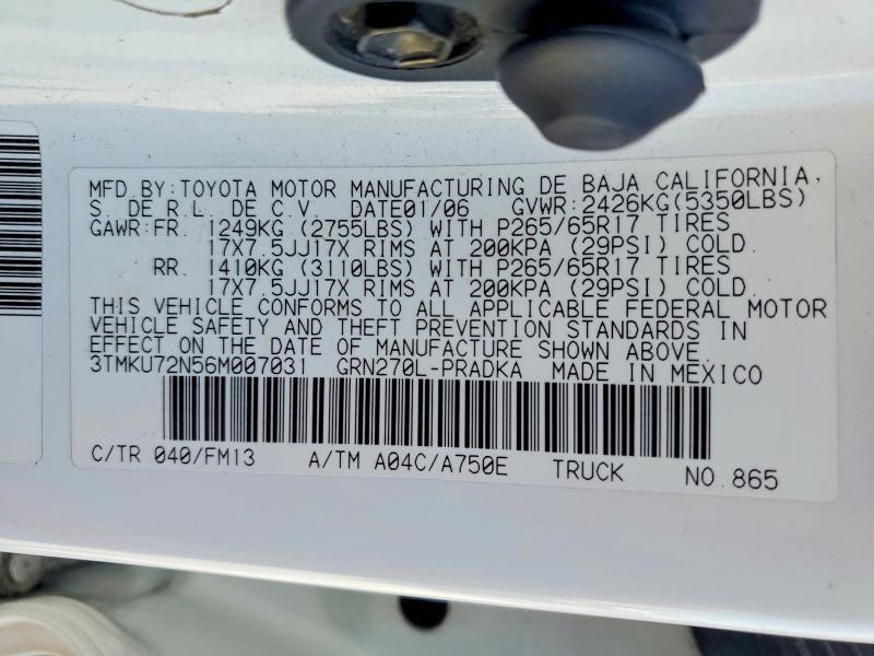 3TMKU72N56M007031 2006 TOYOTA TACOMA photo no. 12