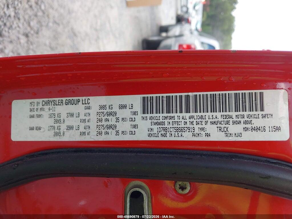 1D7RB1CT5BS657919 2011 RAM RAM 1500 photo no. 9