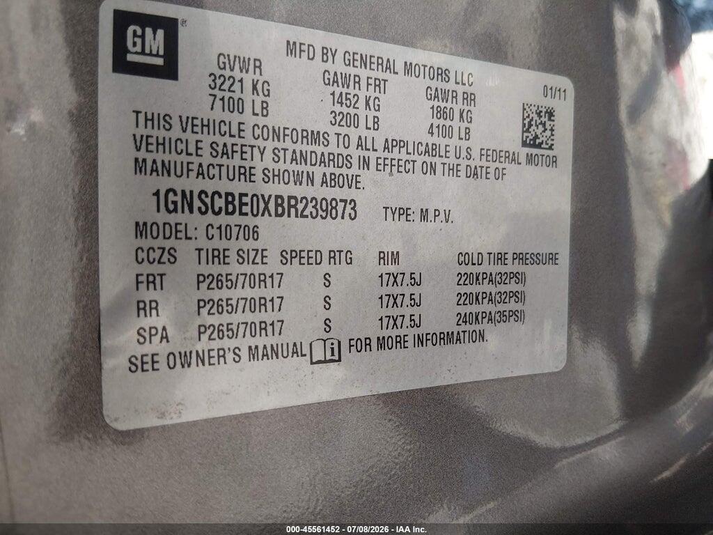 1GNSCBE0XBR239873 2011 CHEVROLET TAHOE photo no. 9