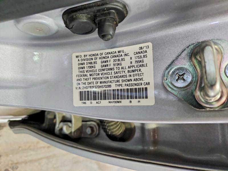 2HGFB2F57DH570289 2013 HONDA CIVIC photo no. 12