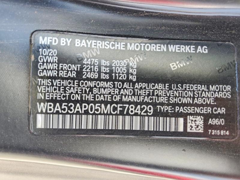 WBA53AP05MCF78429 2021 BMW 430I photo no. 12