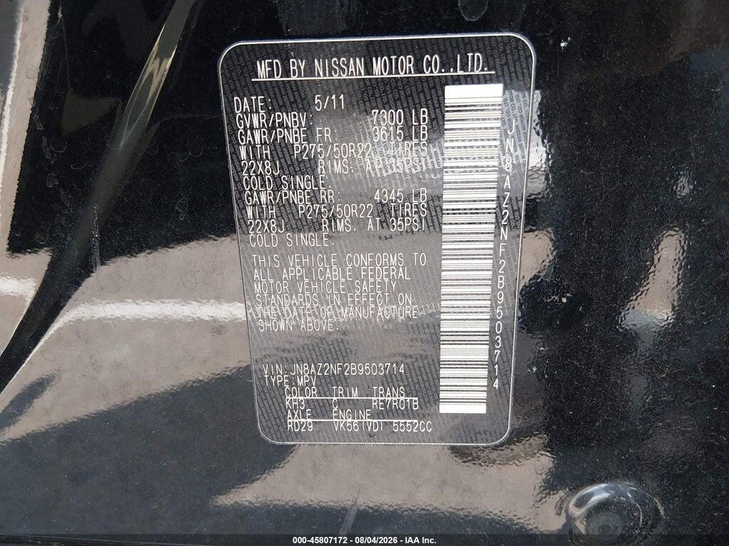JN8AZ2NF2B9503714 2011 INFINITI QX56 photo no. 9