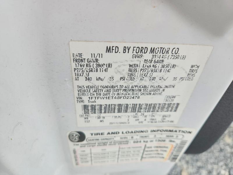 1FTFW1ET4BFD22478 2011 FORD F150 photo no. 12