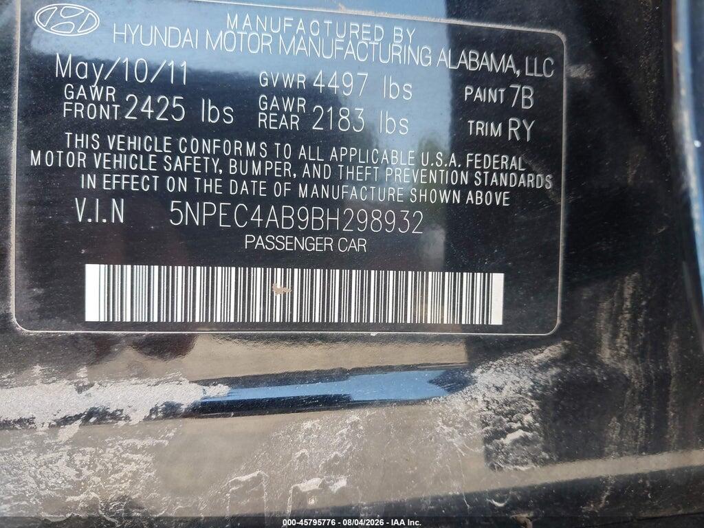 5NPEC4AB9BH298932 2011 HYUNDAI SONATA photo no. 9