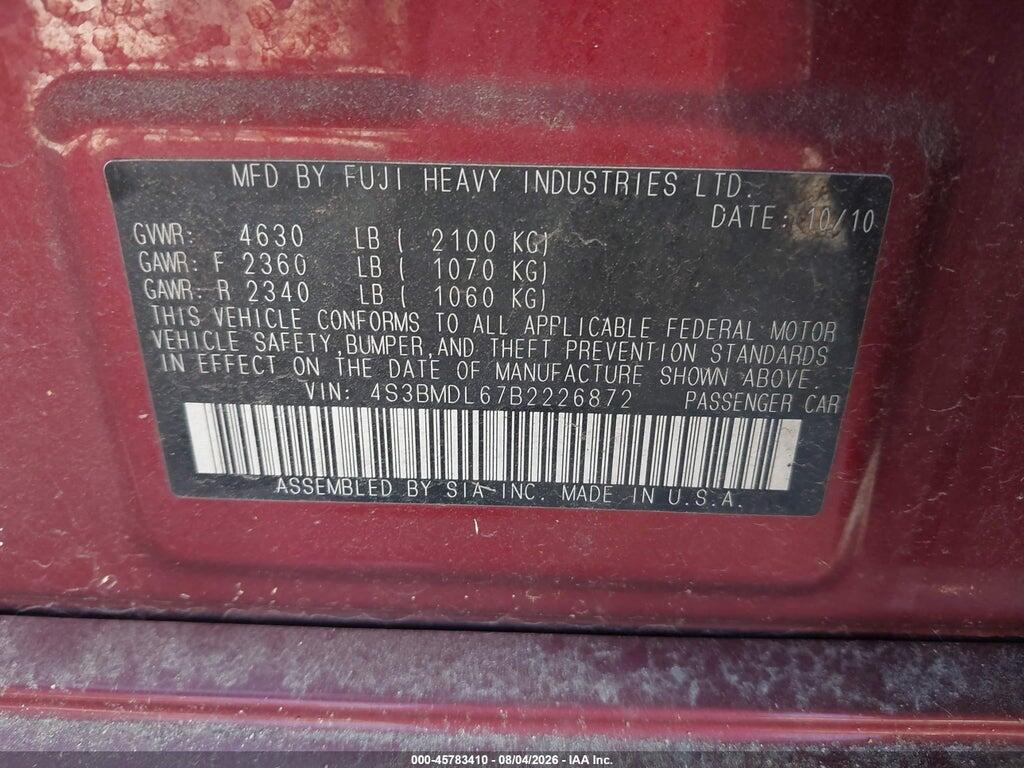 4S3BMDL67B2226872 2011 SUBARU LEGACY photo no. 9