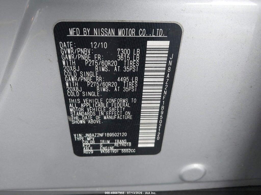 JN8AZ2NF1B9502120 2011 INFINITI QX56 photo no. 9
