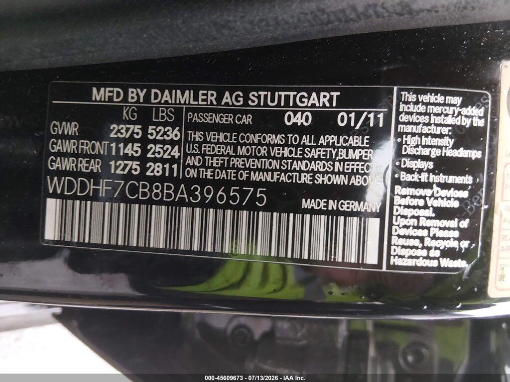 WDDHF7CB8BA396575 2011 MERCEDES-BENZ E 550 photo no. 9