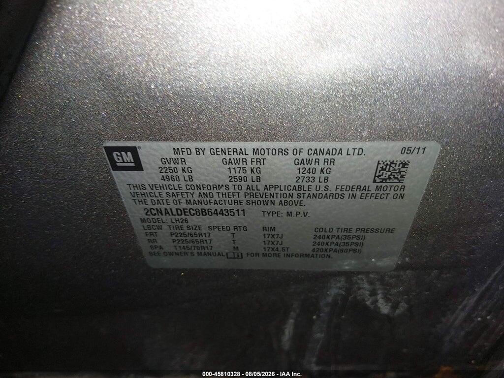 2CNALDEC8B6443511 2011 CHEVROLET EQUINOX photo no. 9