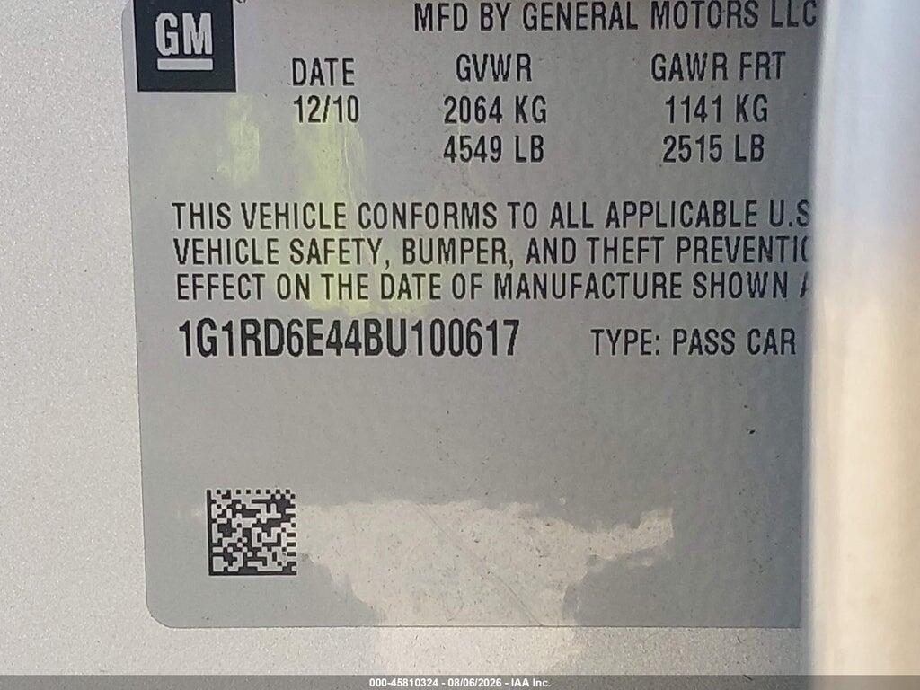 1G1RD6E44BU100617 2011 CHEVROLET VOLT photo no. 9