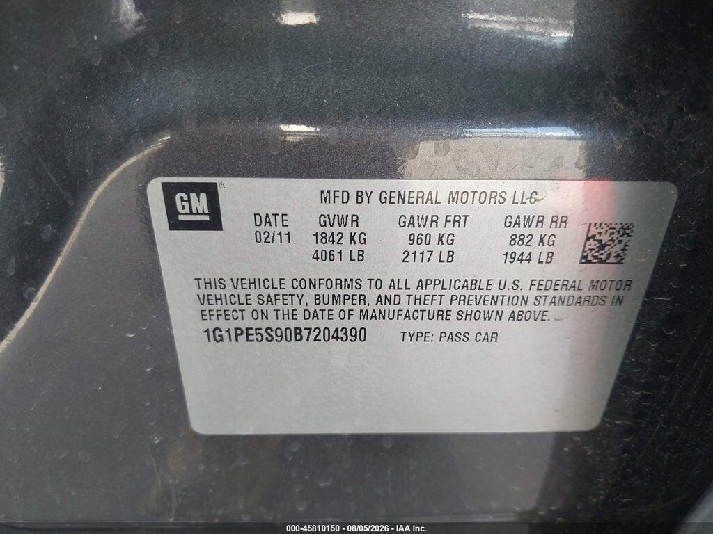 1G1PE5S90B7204390 2011 CHEVROLET CRUZE photo no. 9