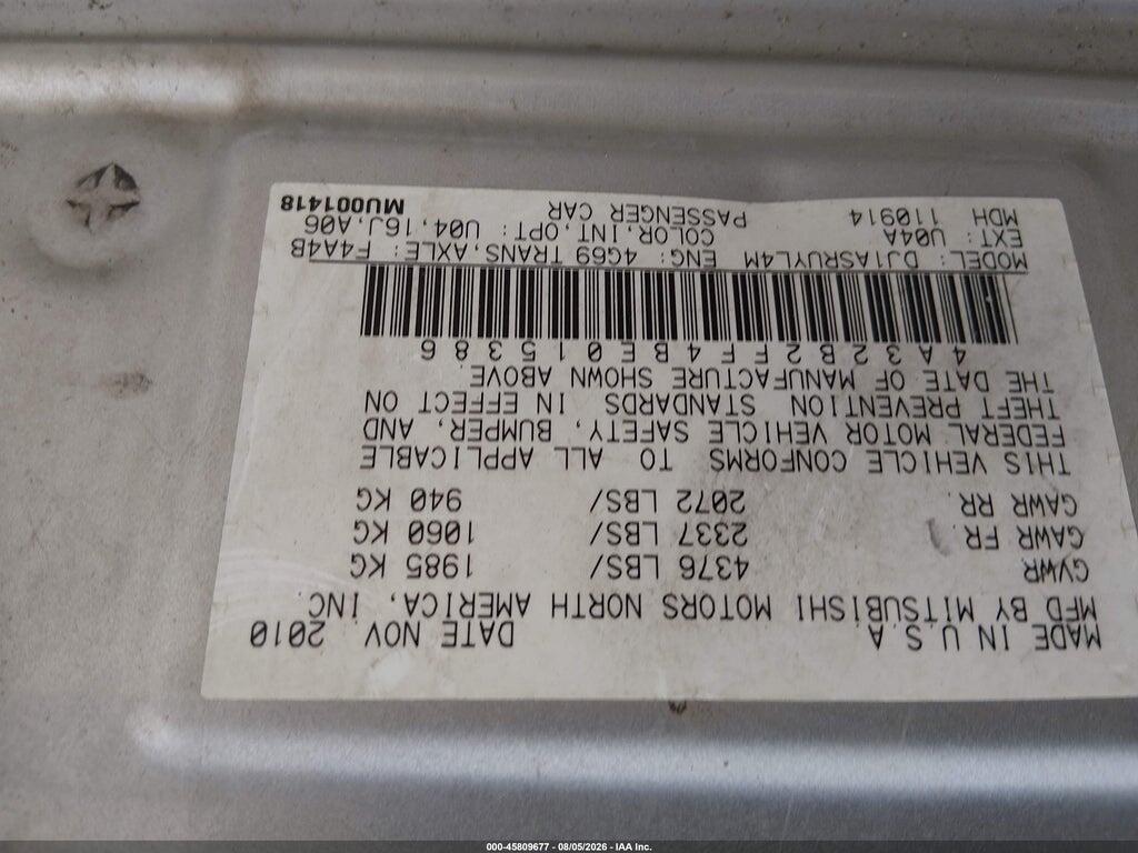 4A32B2FF4BE015386 2011 MITSUBISHI GALANT photo no. 9