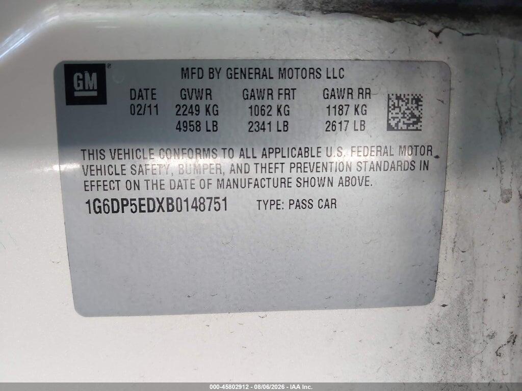 1G6DP5EDXB0148751 2011 CADILLAC CTS photo no. 9