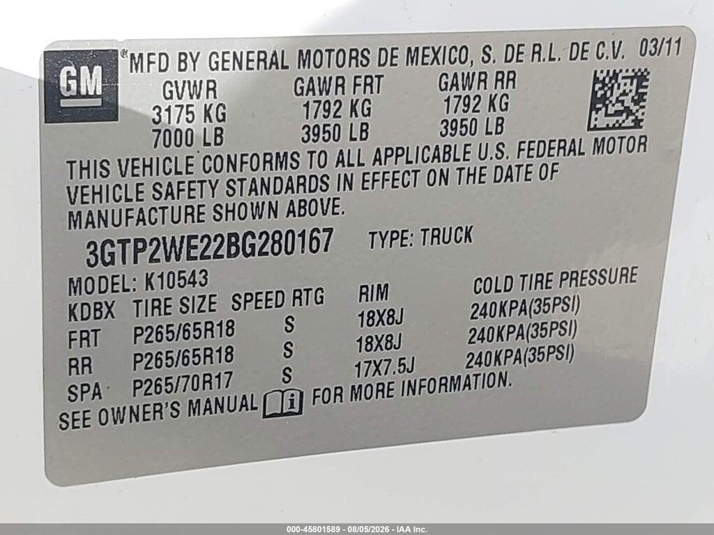 3GTP2WE22BG280167 2011 GMC SIERRA 1500 photo no. 9