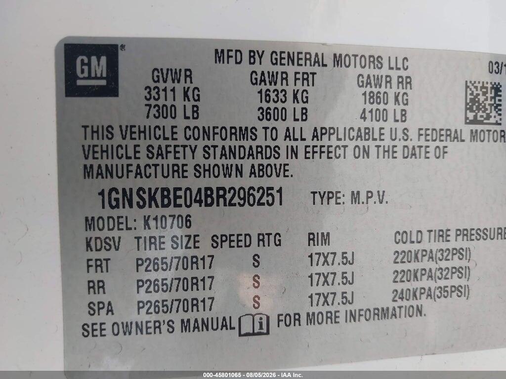 1GNSKBE04BR296251 2011 CHEVROLET TAHOE photo no. 9
