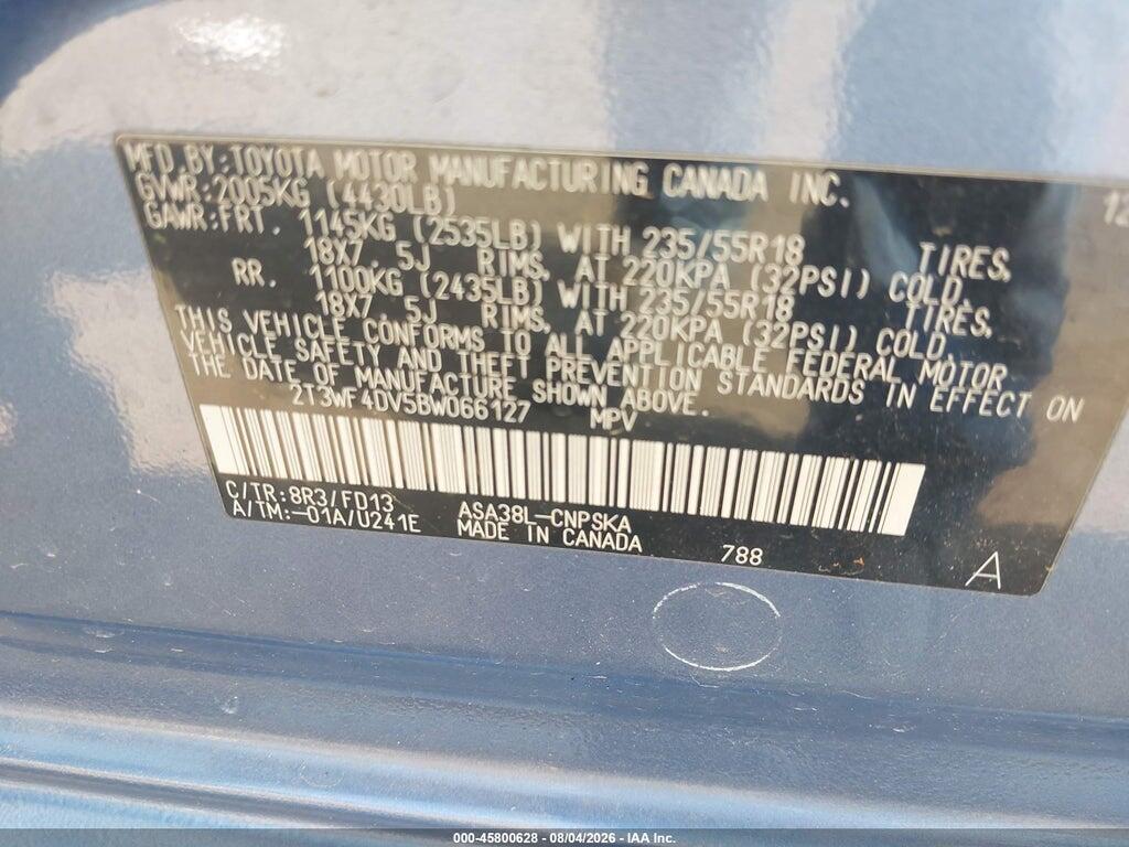 2T3WF4DV5BW066127 2011 TOYOTA RAV4 photo no. 9