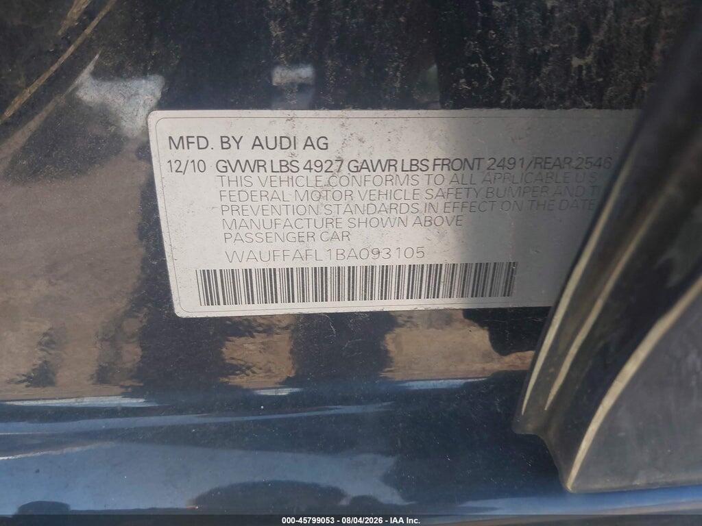 WAUFFAFL1BA093105 2011 AUDI A4 photo no. 9